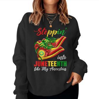 African American Women Men Stepping Into Junenth 1865 Women Crewneck Graphic Sweatshirt - Seseable