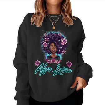 Afro Latina Black Women African Latin Spanish Melanin Girl Women Crewneck Graphic Sweatshirt - Seseable