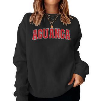 Aguanga California Souvenir Trip College Style Red Text Women Sweatshirt | Mazezy