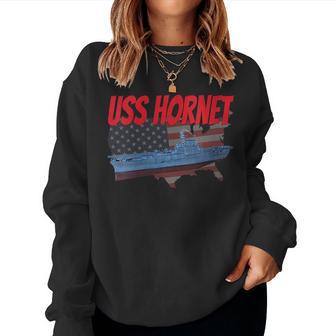 Aircraft Carrier Uss Hornet Cv-8 Ww2 Sailor Grandpa Dad Son Women Crewneck Graphic Sweatshirt - Thegiftio UK