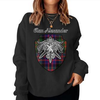 Alexander Scottish Clan Family Tartan Lion Sword Name Crest Women Sweatshirt | Mazezy
