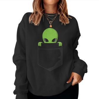 Alien In Pocket Boho 80S Vintage Women Sweatshirt | Mazezy