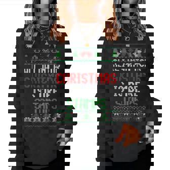 All I Want Is More Stamps | Stamp Collecting Ugly Christmas Women Crewneck Graphic Sweatshirt - Thegiftio