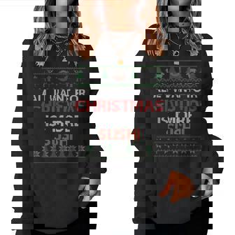 All Want For Christmas Is More Sushi - Ugly Christmas Women Crewneck Graphic Sweatshirt - Thegiftio
