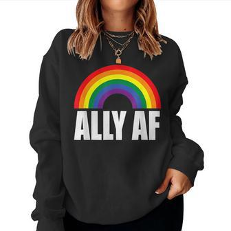 Ally Af Gay Pride Month Lgbt Pride Rainbow Women Crewneck Graphic Sweatshirt - Thegiftio UK