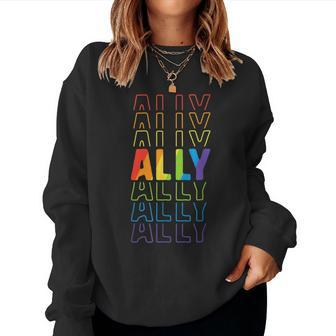 Ally Lgbt Pride Rainbow Flag Parade Ally March Mom Women Women Sweatshirt | Mazezy