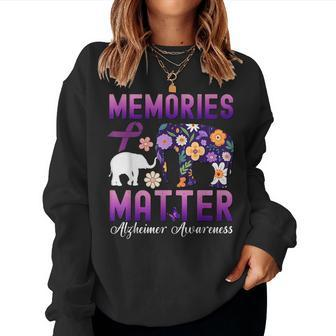 Alzheimers Awareness Memories Matter Purple Elephant Women Sweatshirt | Mazezy