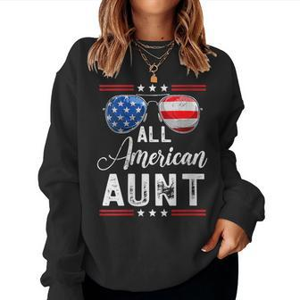 All American Aunt 4Th Of July Memorial Day Matching Family Women Sweatshirt | Mazezy