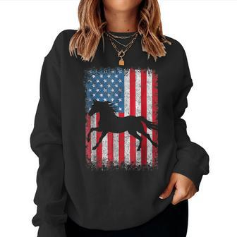 American Flag 4Th Of July Horse Patriotic Vintage Men Women Patriotic Women Sweatshirt | Mazezy