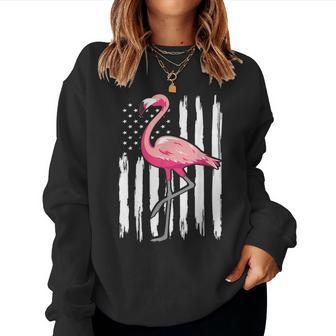 American Flag Patriotic Flamingo Bird Lover Patriotic Women Sweatshirt | Mazezy