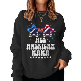 All American Mama Mom Usa Flag Sunglasses 4Th Of July Women Sweatshirt | Mazezy