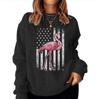 American Pride Patriotic Pink Bird Flamingo Patriotic Women Sweatshirt | Mazezy
