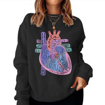 Anatomical Of Heart Cardiac Nurse Practioner Sonographer Women Sweatshirt | Mazezy