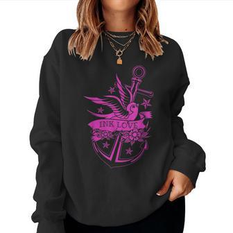 Anchor Ink Tattoo Sparrow Flowers Stars Scroll Women Sweatshirt | Mazezy
