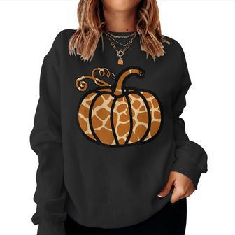 Animal Print Giraffe Print Pumpkin Fall Halloween Party Halloween Women Sweatshirt | Mazezy