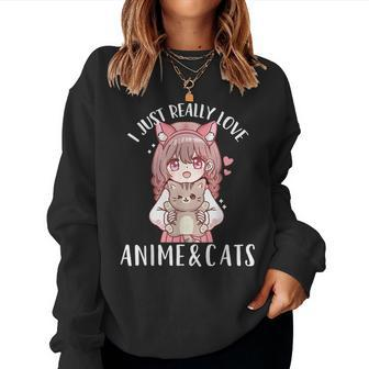 Anime And Cats Kawaii Cat For Girls Women Sweatshirt - Seseable