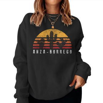 Anza-Borrego Retro Sunset Cactus Cool Vacation Women Sweatshirt | Mazezy