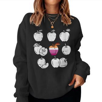 Apple Picking Lesbian Lgbt-Q Retro Pride Flag Fruit Women Sweatshirt | Mazezy AU