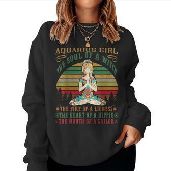 Aquarius Girl For Yoga Black Birthday Women Sweatshirt | Mazezy