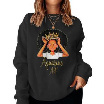 Aquarius Queen Af Zodiac Floral Birthday Women Sweatshirt | Mazezy