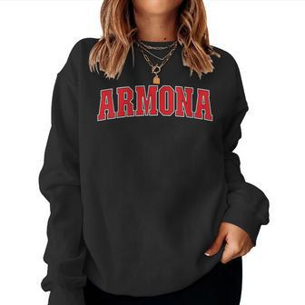 Armona California Souvenir Trip College Style Red Text Women Sweatshirt | Mazezy