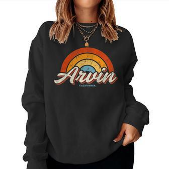 Arvin California Ca Vintage Rainbow Retro 70S Women Sweatshirt | Mazezy