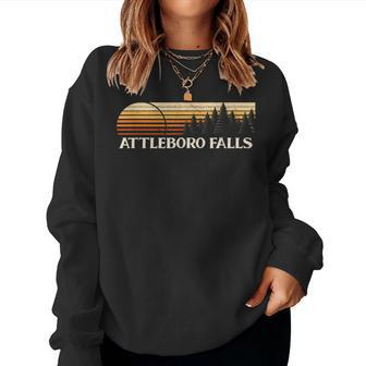 Attleboro Falls Ma Vintage Evergreen Sunset Eighties Retro Women Sweatshirt | Mazezy