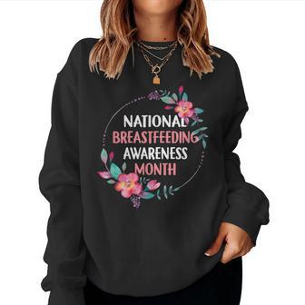 August Floral Mother National Breastfeeding Awareness Month Women Crewneck Graphic Sweatshirt - Monsterry CA