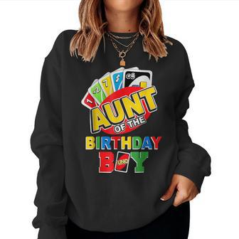 Aunt Of The Birthday Boy Uno Mom Mommy Mama 1St Bday Women Sweatshirt | Mazezy AU