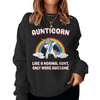 Aunticorn Like An Aunt Only More Awesome Fairy Tale Unicorn Women Crewneck Graphic Sweatshirt - Thegiftio UK