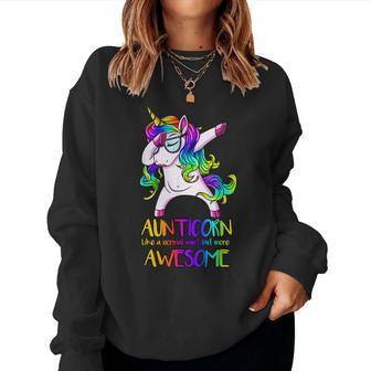 Aunticorn Like An Aunt Unicorn Dab Dance Gift For Aunt Women Crewneck Graphic Sweatshirt - Thegiftio UK
