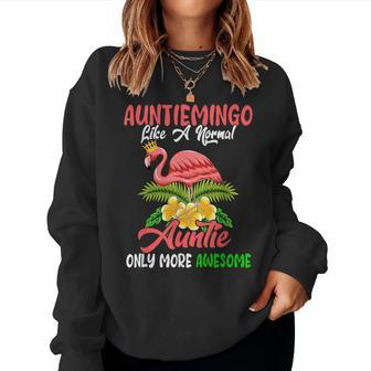 Auntiemingo Normal Auntie Only More Awesome Flamingo Crown Flamingo Women Sweatshirt | Mazezy