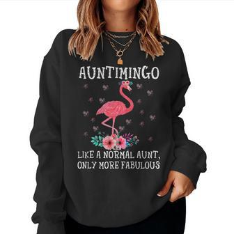 Auntimingo Aunt Auntie Pink Flamingo Floral Women Sweatshirt | Mazezy