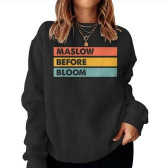 Autism Awareness Sped Teacher Maslow Before Bloom Women Crewneck Graphic Sweatshirt - Monsterry UK
