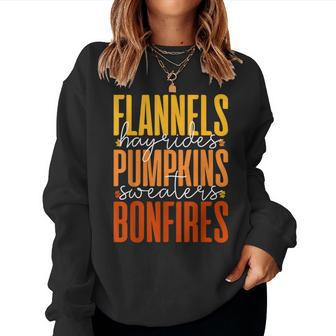 Autumn Fall Flannels Hayrides Pumpkins Sweaters Bonfires Women Sweatshirt - Thegiftio UK