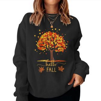 Autumn Leaves Hello Fall Season Leaf Girls Women Sweatshirt