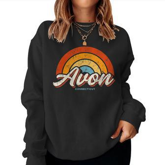 Avon Connecticut Ct Vintage Rainbow Retro 70S Women Sweatshirt | Mazezy