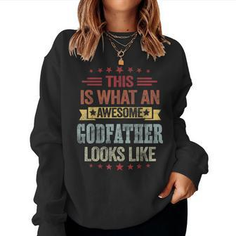 This Is What An Awesome Godfather Looks Like Vintage Women Sweatshirt | Mazezy