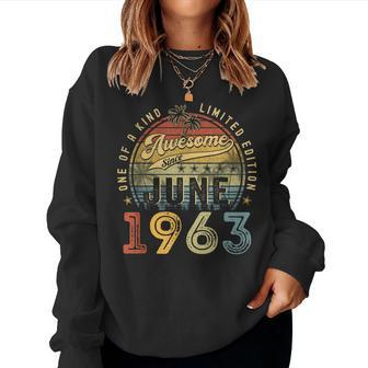 Awesome Since June 1963 Vintage 60Th Birthday Party Retro Women Sweatshirt | Mazezy