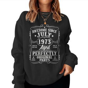 Awesome Since July 1973 Vintage Gifts Men 50Th Birthday Women Crewneck Graphic Sweatshirt - Seseable