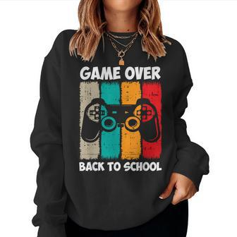 Back To School Funny Game Over Teacher Student Video Game Women Crewneck Graphic Sweatshirt - Thegiftio UK