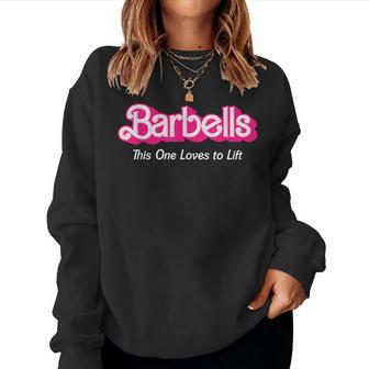 Barbells Pink Retro Workout Classic Girl Loves To Lift Gear Women Sweatshirt - Monsterry UK