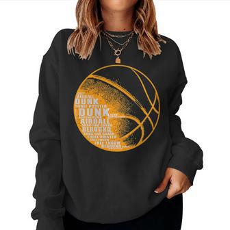 Basketball Motivational Word Cloud Dunk Three Pointer Women Sweatshirt | Mazezy