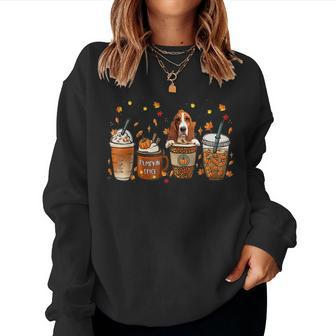 Basset Hound Fall Coffee Pumpkin Spice Latte Iced Autumn For Coffee Lovers Women Sweatshirt | Mazezy
