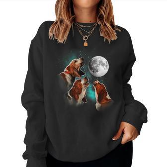 Basset Hound Basset Hound Howling At The Moon Basset Women Sweatshirt - Seseable