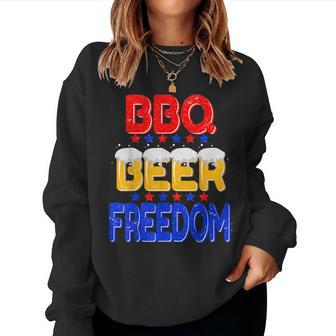 Bbq Beer Freedom 4Th Of July America Usa Bbq Summer Party Beer Women Sweatshirt | Mazezy