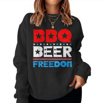 Bbq Beer Freedom America Usa Party 4Th Of July Summer Beer Women Sweatshirt | Mazezy