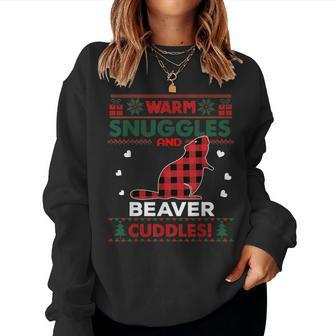 Beaver Lover Xmas Cute Pet Ugly Christmas Sweater Women Sweatshirt - Seseable