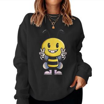 Bee - Cute Adorable Ilustration - Classic Women Crewneck Graphic Sweatshirt - Seseable