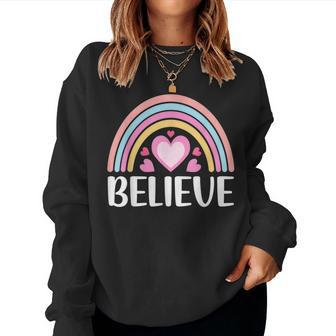 Believe Boho Rainbow For Women Accept Faith Hope Trust Faith Women Sweatshirt | Mazezy